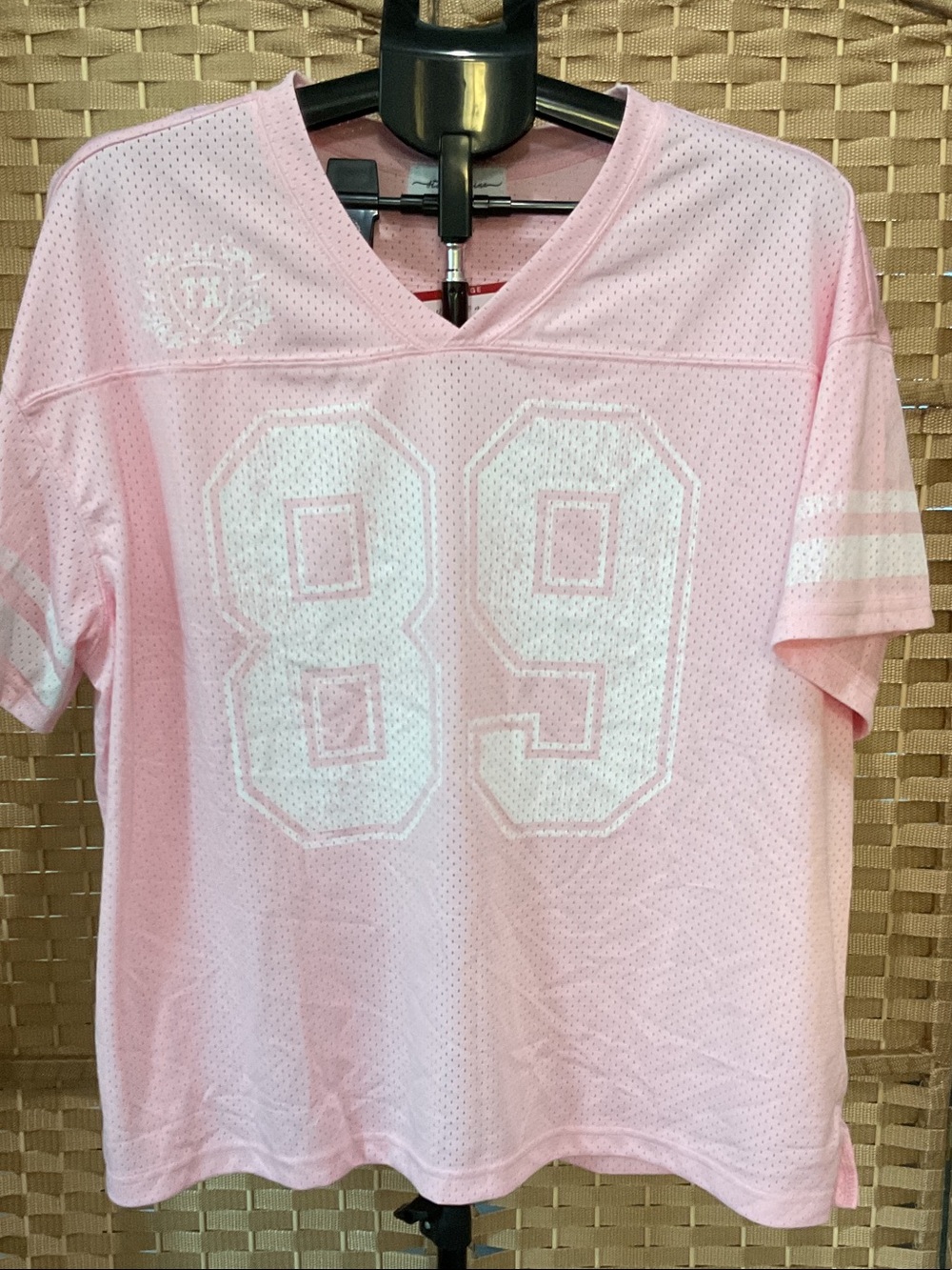 State of Mind Light Pink Mesh Jersey Top with White 89